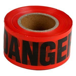 Red Danger Barricade Tape, 3" Wide Tape Roll Single Pack Construction